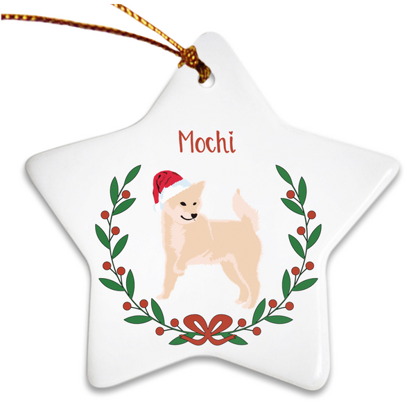 Custom Name Cream Shiba Porcelain Ornaments