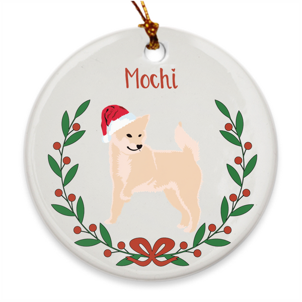 Custom Name Cream Shiba Porcelain Ornaments