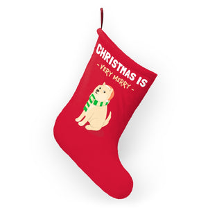 Christmas is Very Merry / Cream Shiba Christmas Stocking