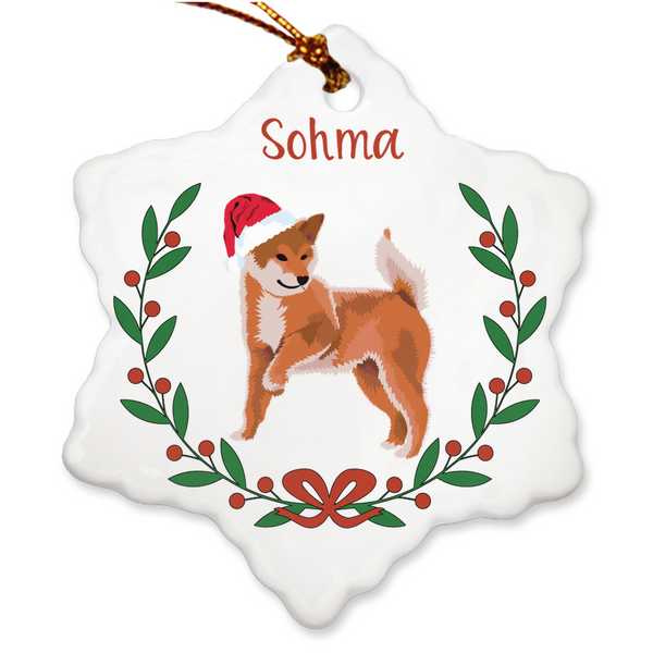 Custom Name Red Shiba Porcelain Ornaments