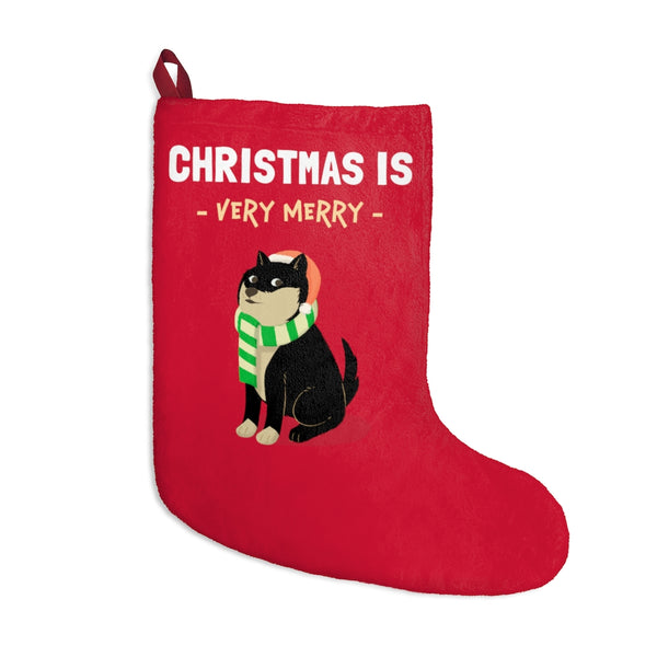 Christmas is Very Merry / Black and Tan Shiba Christmas Stocking