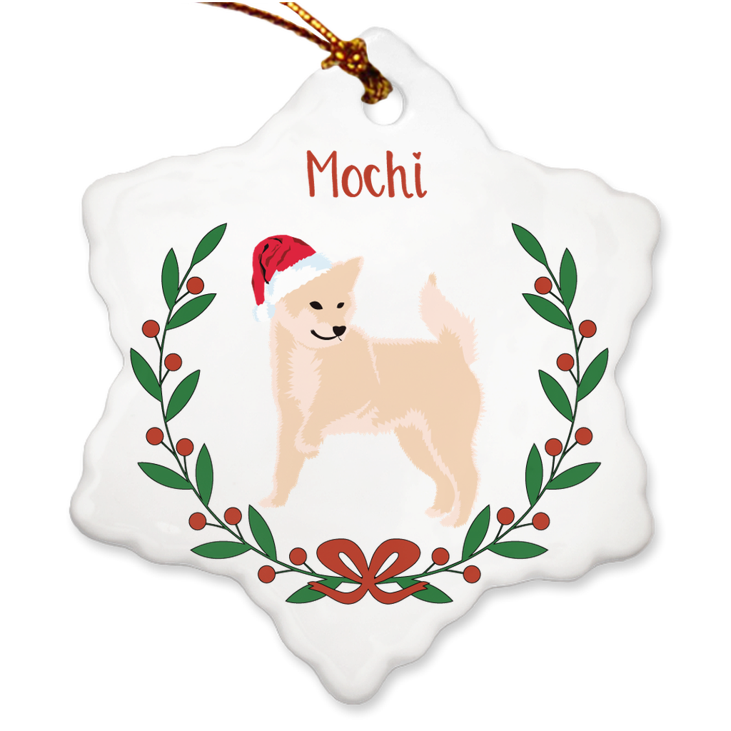 Custom Name Cream Shiba Porcelain Ornaments