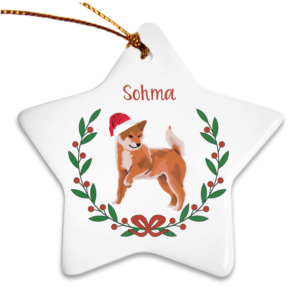 Custom Name Red Shiba Porcelain Ornaments