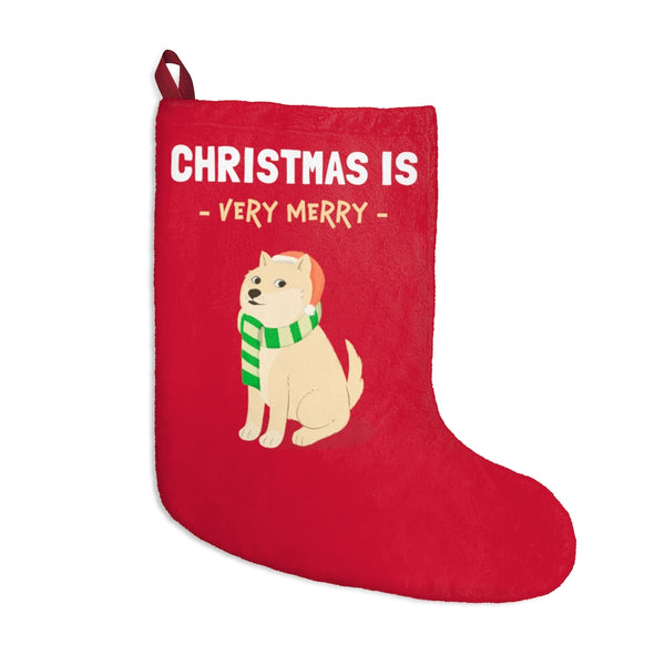 Christmas is Very Merry / Cream Shiba Christmas Stocking