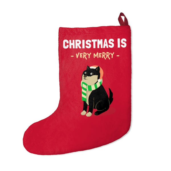 Christmas is Very Merry / Black and Tan Shiba Christmas Stocking