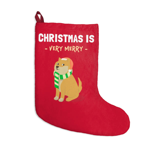 Christmas is Very Merry / Light Red Shiba Christmas Stocking