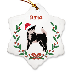 Custom Name Black and Tan Shiba Porcelain Ornaments