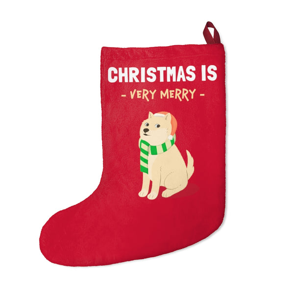 Christmas is Very Merry / Cream Shiba Christmas Stocking