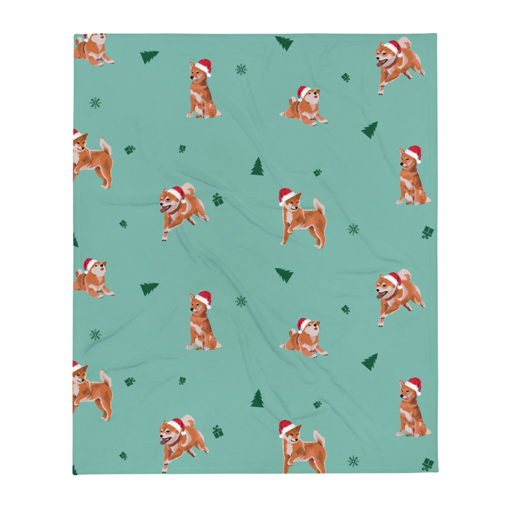 Shiba Inu Christmas / Red Shiba Throw Blanket