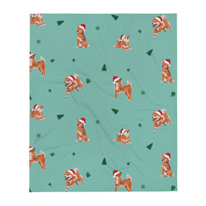 Shiba Inu Christmas / Red Shiba Throw Blanket