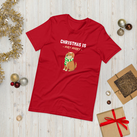 Christmas is Very Merry / Red Shiba Unisex T-Shirt