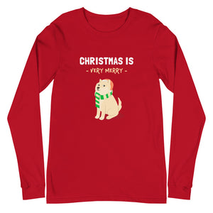 Christmas is Very Merry / Cream Shiba Unisex Long-Sleeve Shirt