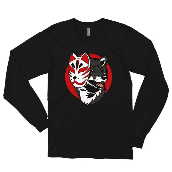 Kitsune Masked Shiba / Black and Tan Shiba Unisex Long-Sleeve Shirt