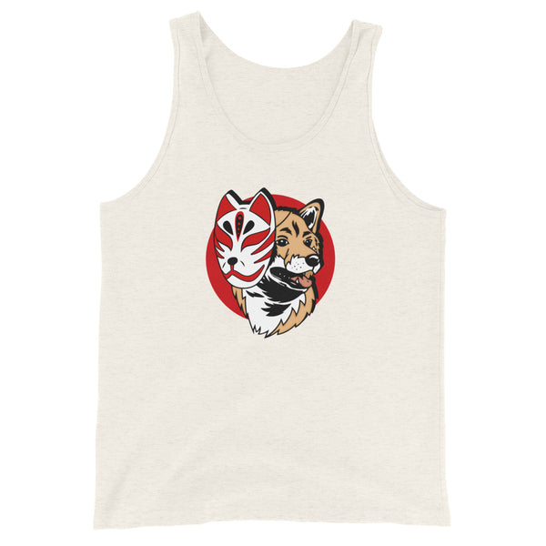 Kitsune Masked Shiba / Light Red Shiba Unisex Tank Top