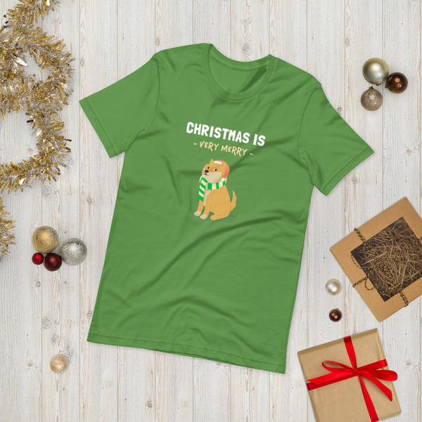 Christmas is Very Merry / Light Red Shiba Unisex T-Shirt