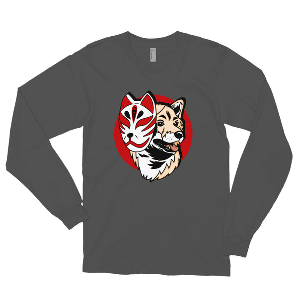 Kitsune Masked Shiba / Cream Shiba Unisex Long-Sleeve Shirt