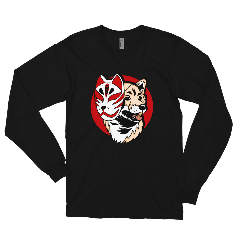 Kitsune Masked Shiba / Cream Shiba Unisex Long-Sleeve Shirt