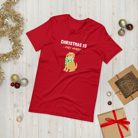 Christmas is Very Merry / Light Red Shiba Unisex T-Shirt