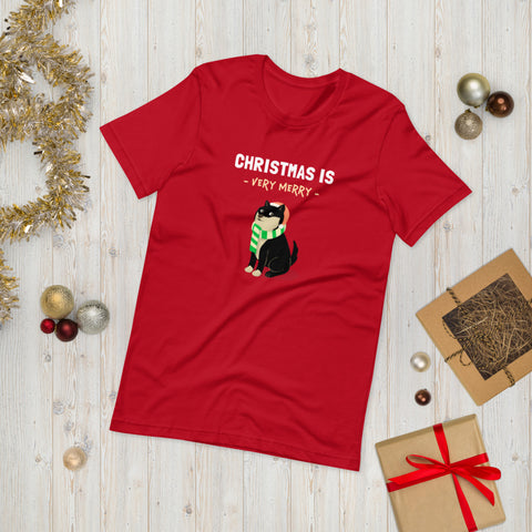 Christmas is Very Merry / Black and Tan Shiba Unisex T-Shirt