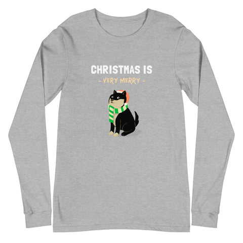 Christmas is Very Merry / Black and Tan Shiba Unisex Long-Sleeve Shirt