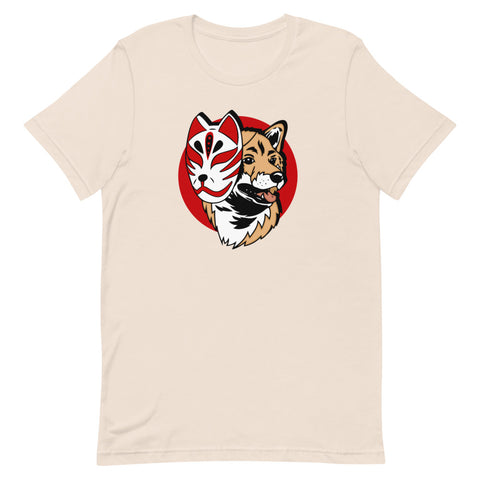 Kitsune Masked Shiba / Light Red Shiba Unisex T-Shirt