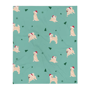 Shiba Inu Christmas / Cream Shiba Throw Blanket