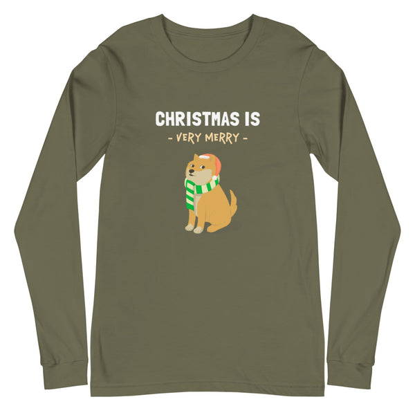 Christmas is Very Merry / Light Red Shiba Unisex Long-Sleeve Shirt