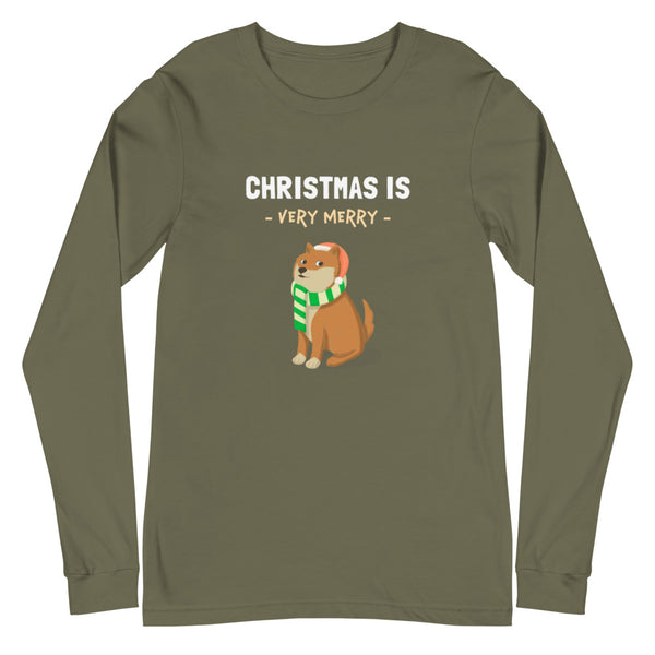 Christmas is Very Merry / Red Shiba Unisex Long-Sleeve Shirt