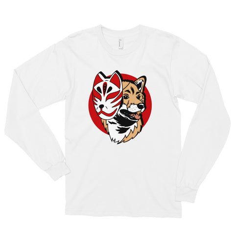 Kitsune Masked Shiba / Light Red Shiba Unisex Long-Sleeve Shirt