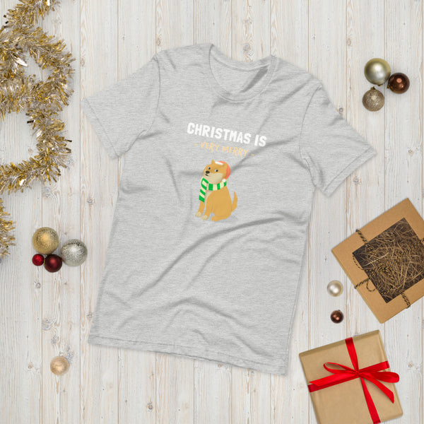 Christmas is Very Merry / Light Red Shiba Unisex T-Shirt