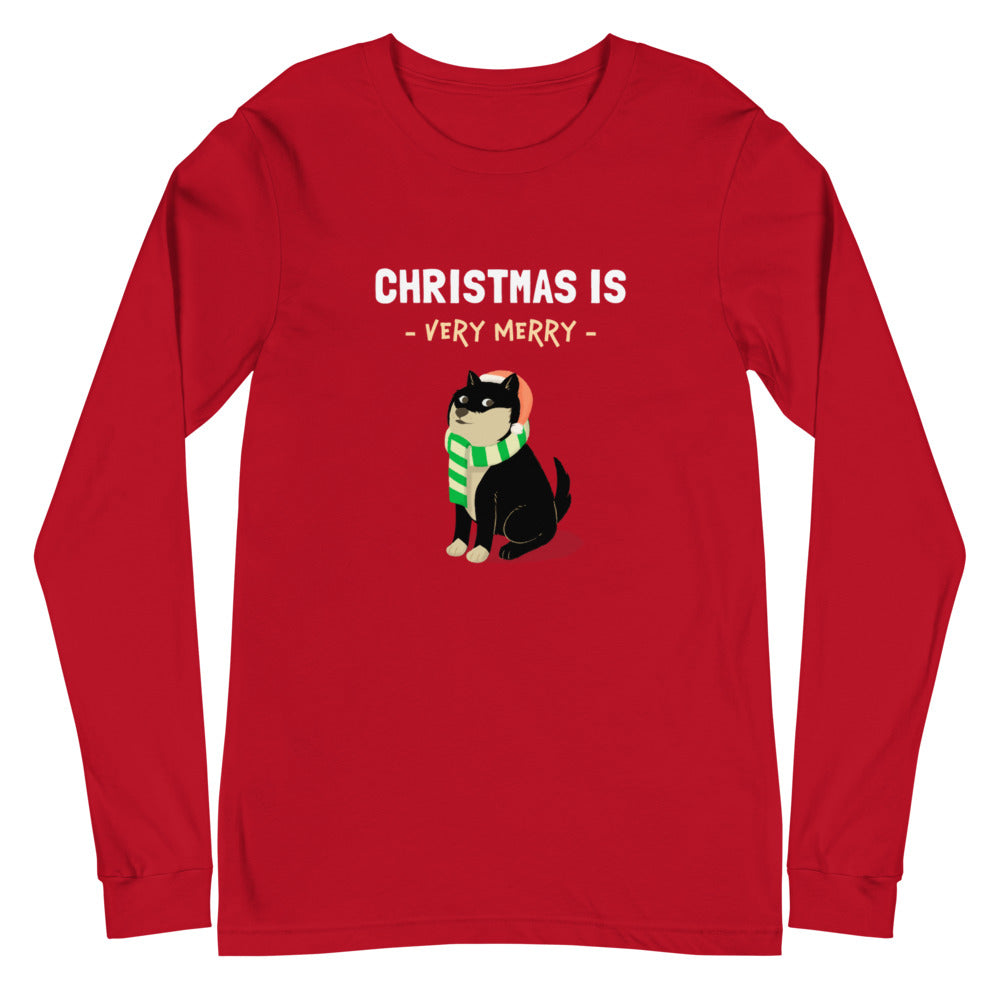 Christmas is Very Merry / Black and Tan Shiba Unisex Long-Sleeve Shirt