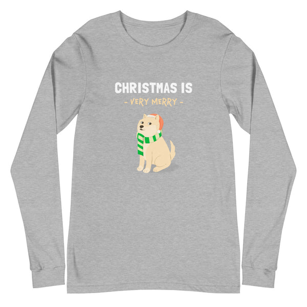 Christmas is Very Merry / Cream Shiba Unisex Long-Sleeve Shirt