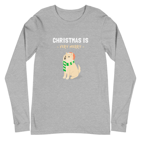Christmas is Very Merry / Cream Shiba Unisex Long-Sleeve Shirt