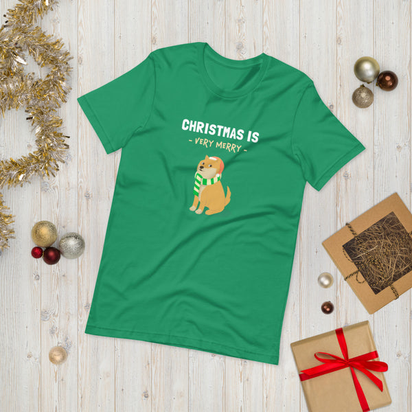 Christmas is Very Merry / Light Red Shiba Unisex T-Shirt