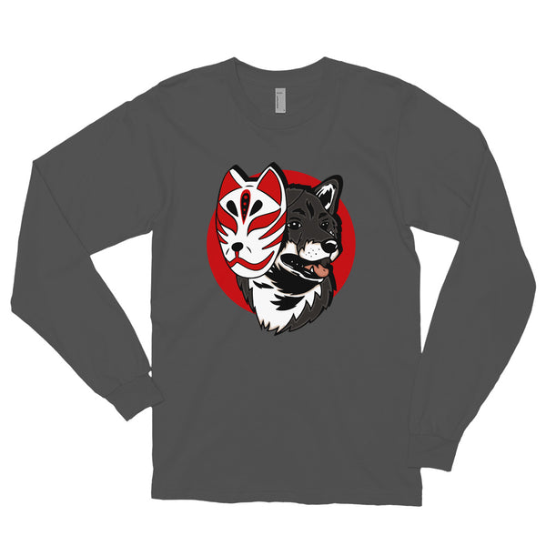 Kitsune Masked Shiba / Black and Tan Shiba Unisex Long-Sleeve Shirt