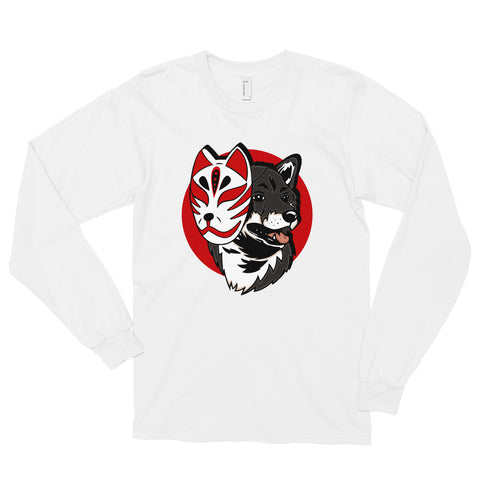 Kitsune Masked Shiba / Black and Tan Shiba Unisex Long-Sleeve Shirt