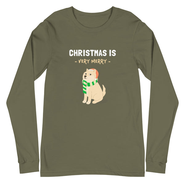 Christmas is Very Merry / Cream Shiba Unisex Long-Sleeve Shirt