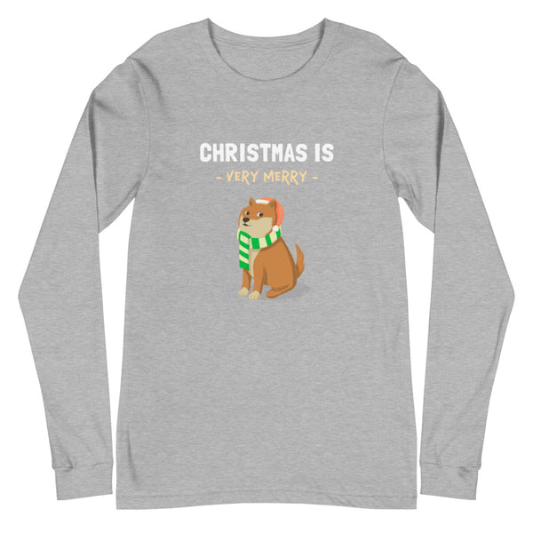 Christmas is Very Merry / Red Shiba Unisex Long-Sleeve Shirt