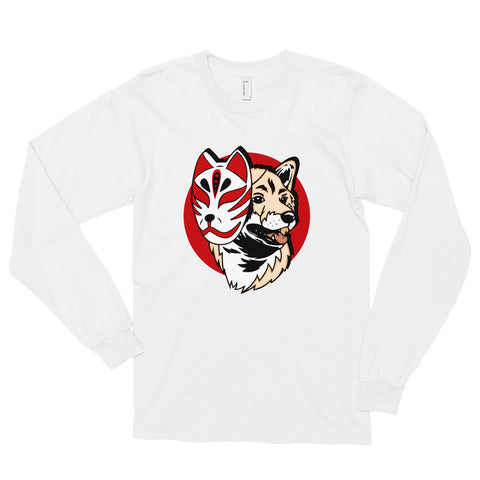 Kitsune Masked Shiba / Cream Shiba Unisex Long-Sleeve Shirt