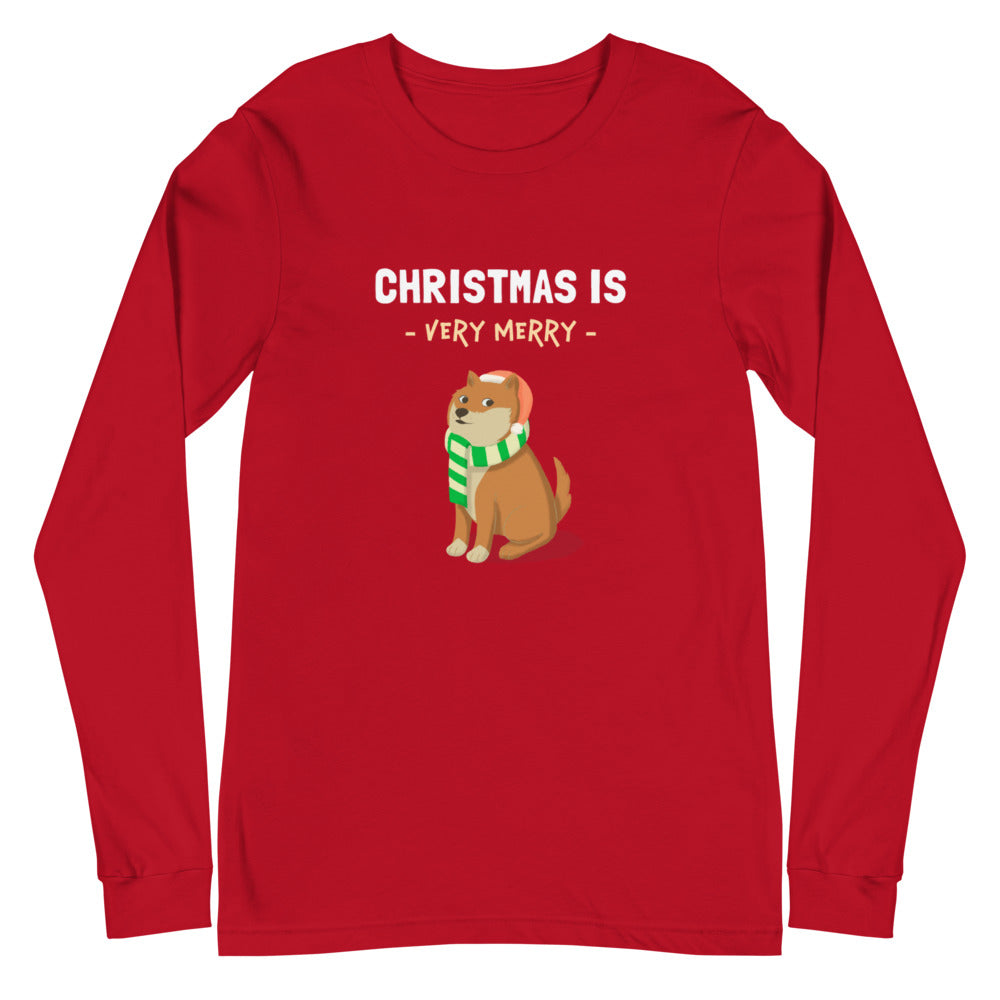 Christmas is Very Merry / Red Shiba Unisex Long-Sleeve Shirt