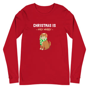 Christmas is Very Merry / Red Shiba Unisex Long-Sleeve Shirt