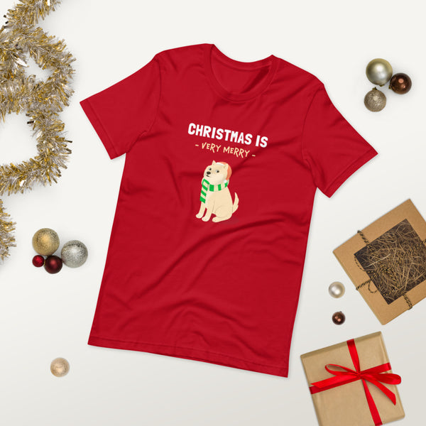 Christmas is Very Merry / Cream Shiba Unisex T-Shirt