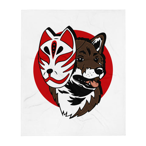 Kistune Masked Shiba / Sesame Shiba Throw Blanket